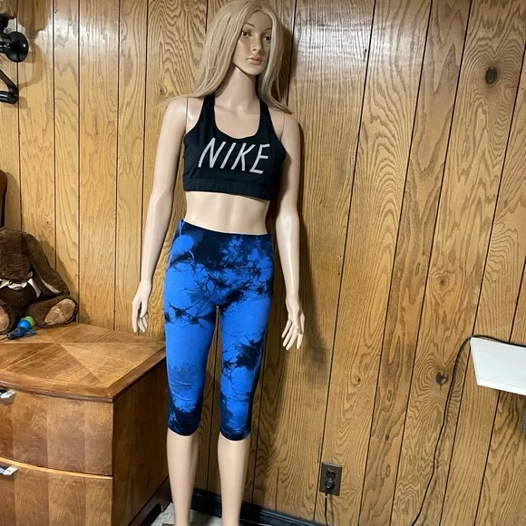 Lululemon" In the Flow Crop leggings black and blue-Size (6) - Picture 3 of 16